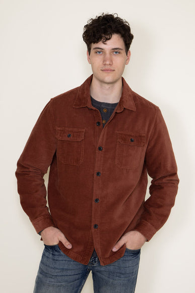 Union Corduroy Shacket for Men in Red Orange