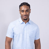 Union Lennox Slub Cotton Button Up Shirt for Men in Blue