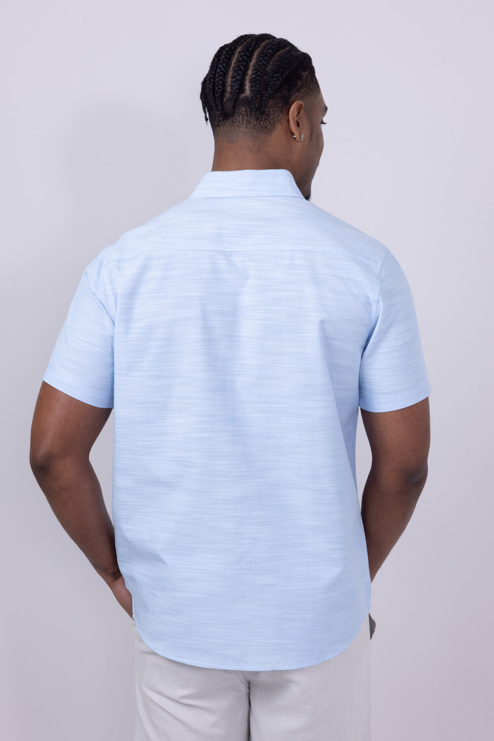 Union Lennox Slub Cotton Button Up Shirt for Men in Blue