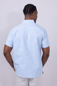 Union Lennox Slub Cotton Button Up Shirt for Men in Blue