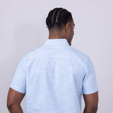 Union Lennox Slub Cotton Button Up Shirt for Men in Blue