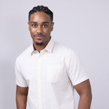 Union Lennox Slub Cotton Button Up Shirt for Men in Sand