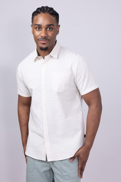 Union Lennox Slub Cotton Button Up Shirt for Men in Sand