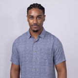 Union Venice Printed Rayon Button Up Shirt for Men in Navy