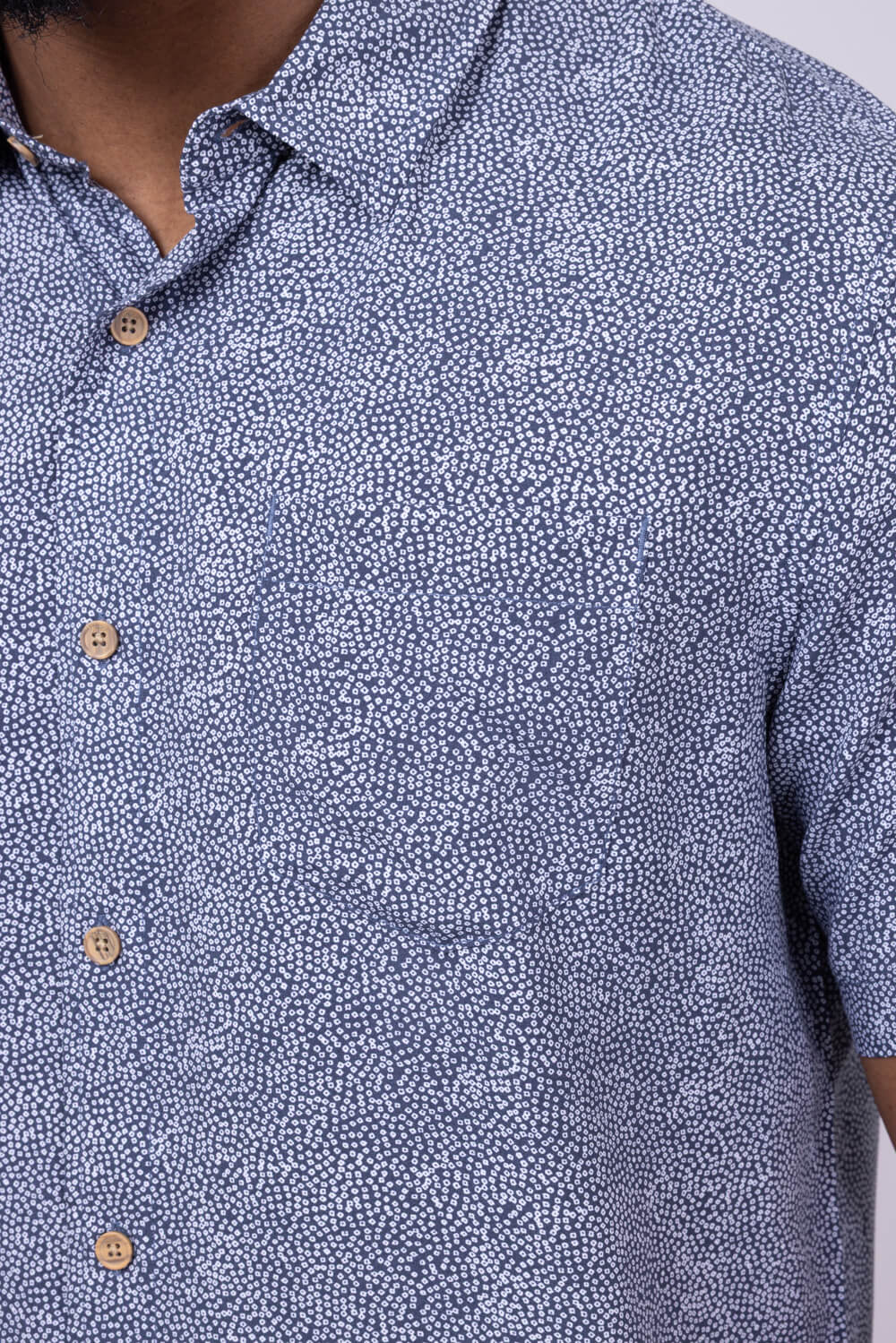 Union Venice Printed Rayon Button Up Shirt for Men in Navy