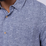 Union Venice Printed Rayon Button Up Shirt for Men in Navy