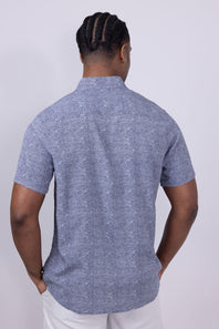 Union Venice Printed Rayon Button Up Shirt for Men in Navy
