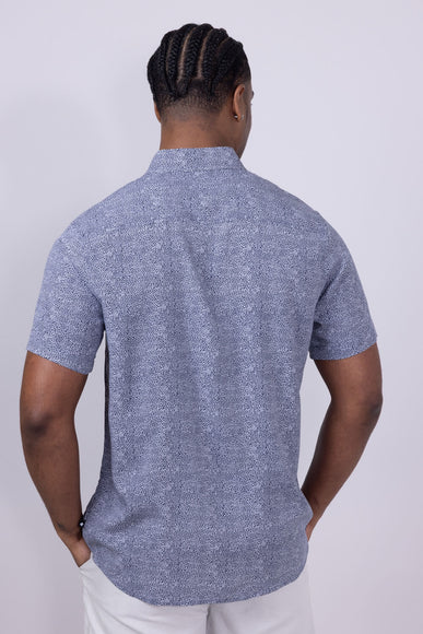 Union Venice Printed Rayon Button Up Shirt for Men in Navy
