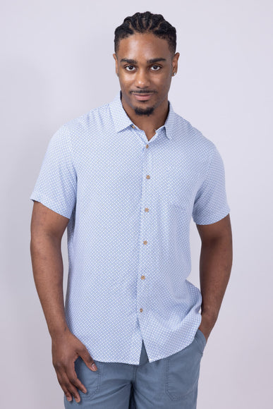 Union Venice Printed Rayon Button Up Shirt for Men in Blue