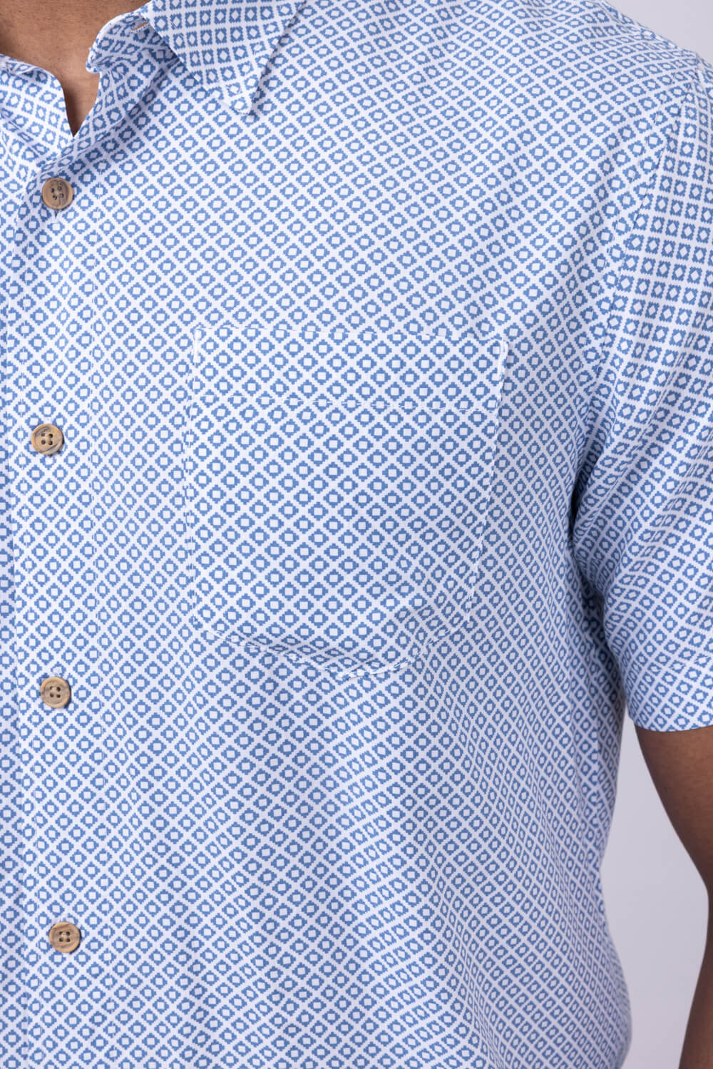 Union Venice Printed Rayon Button Up Shirt for Men in Blue
