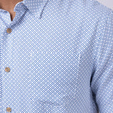 Union Venice Printed Rayon Button Up Shirt for Men in Blue