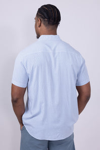 Union Venice Printed Rayon Button Up Shirt for Men in Blue
