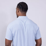 Union Venice Printed Rayon Button Up Shirt for Men in Blue
