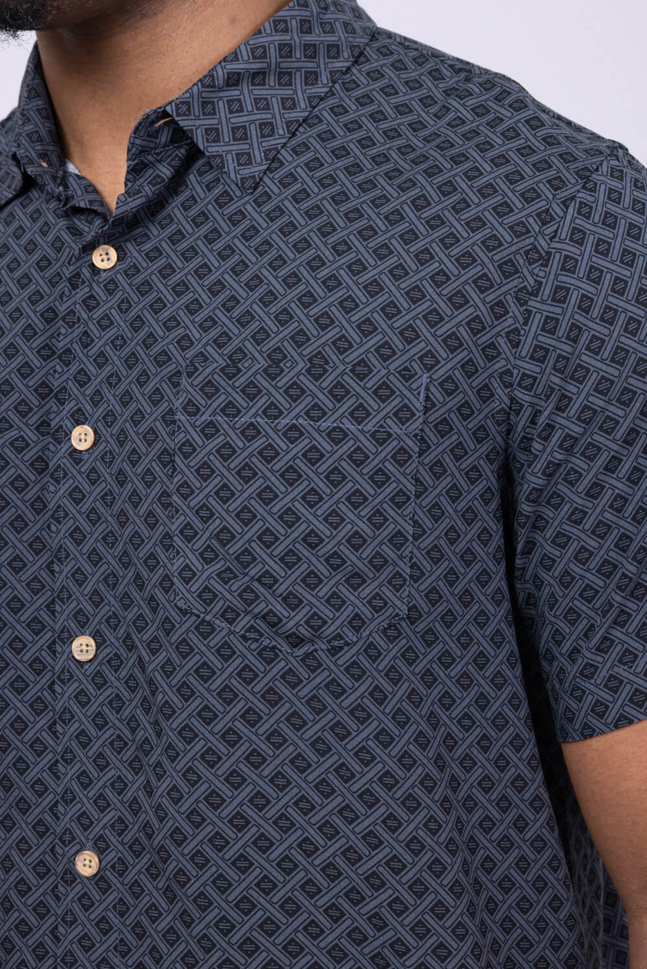 Union Venice Printed Rayon Button Up Shirt for Men in Dark