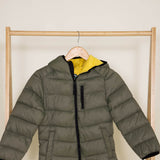Youth Packable Hooded Jacket for Boys in Green