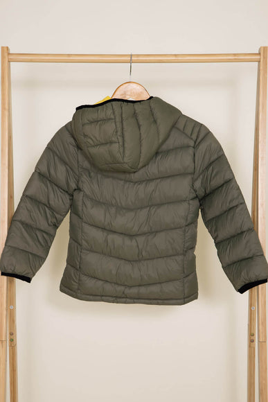 Youth Packable Hooded Jacket for Boys in Green
