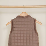 Youth Reversible Faux Fur Vest for Girls in Brown Cream