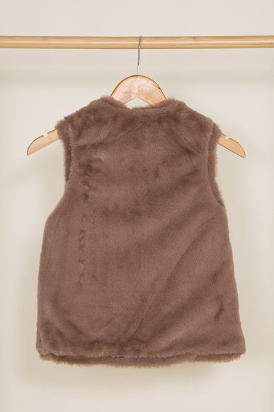 Youth Reversible Faux Fur Vest for Girls in Brown Cream