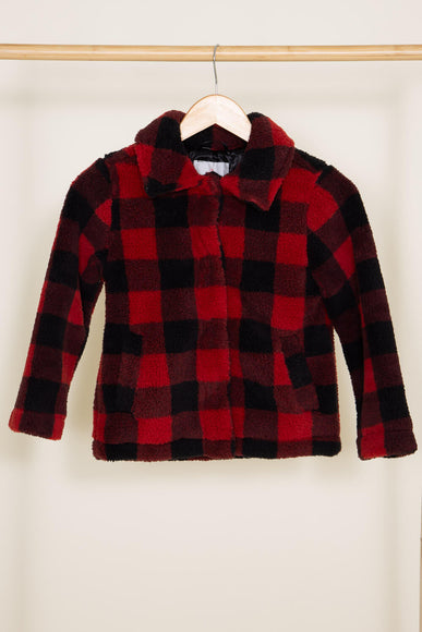 Youth Sherpa Jacket for Girls in Red/Black