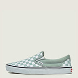 Vans Classic Slip-On Checkboard Shoes for Women in Grey Olive