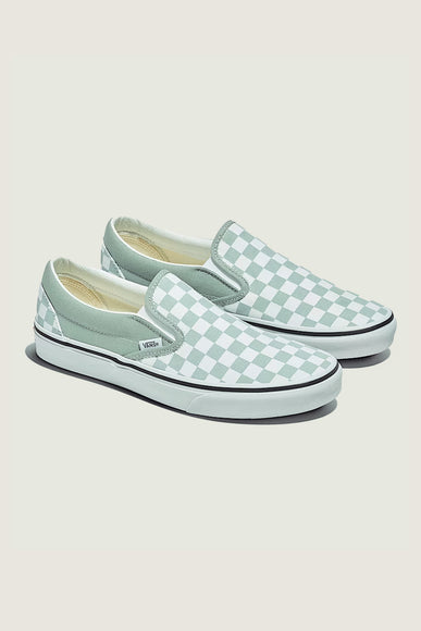 Vans Classic Slip-On Checkboard Shoes for Women in Grey Olive