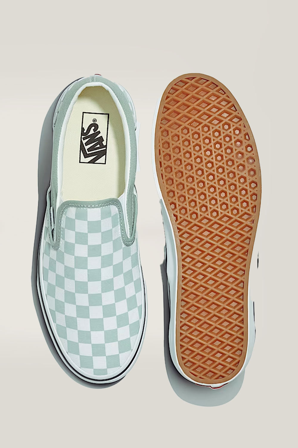 Vans Classic Slip-On Checkboard Shoes for Women in Grey Olive
