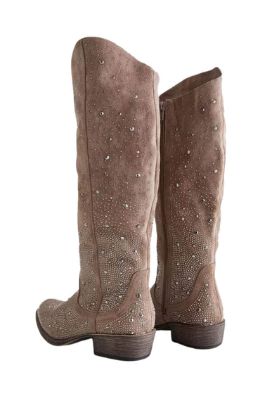 Very G Crystal Cowboy Tall Boots for Women in Taupe