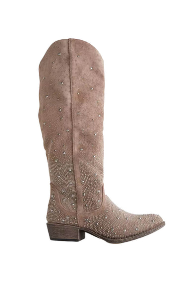 Very G Crystal Cowboy Tall Boots for Women in Taupe