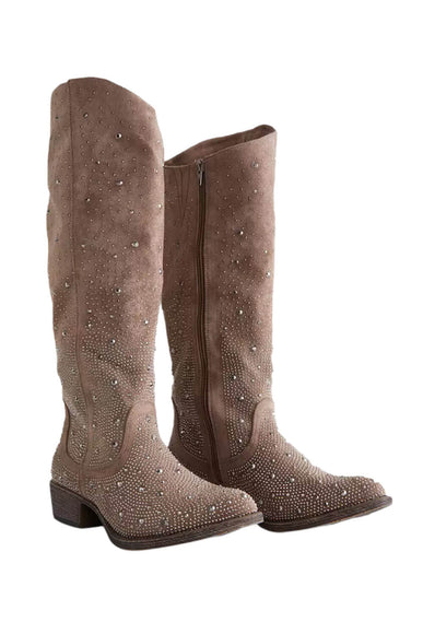 Very G Crystal Cowboy Tall Boots for Women in Taupe