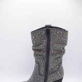 Very G Kady Slouch Rhinestone Cowboy Booties for Women in Grey