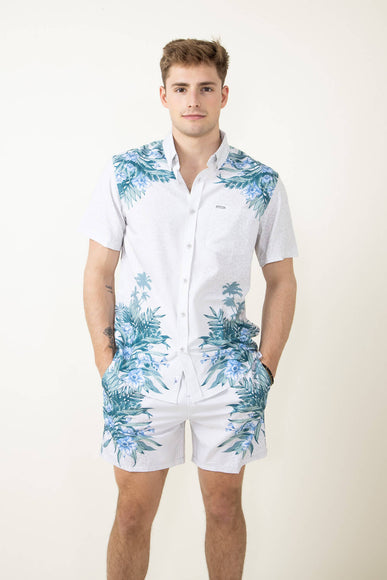 Vintage Summer Stretch Button Down Shirt for Men in Khaki