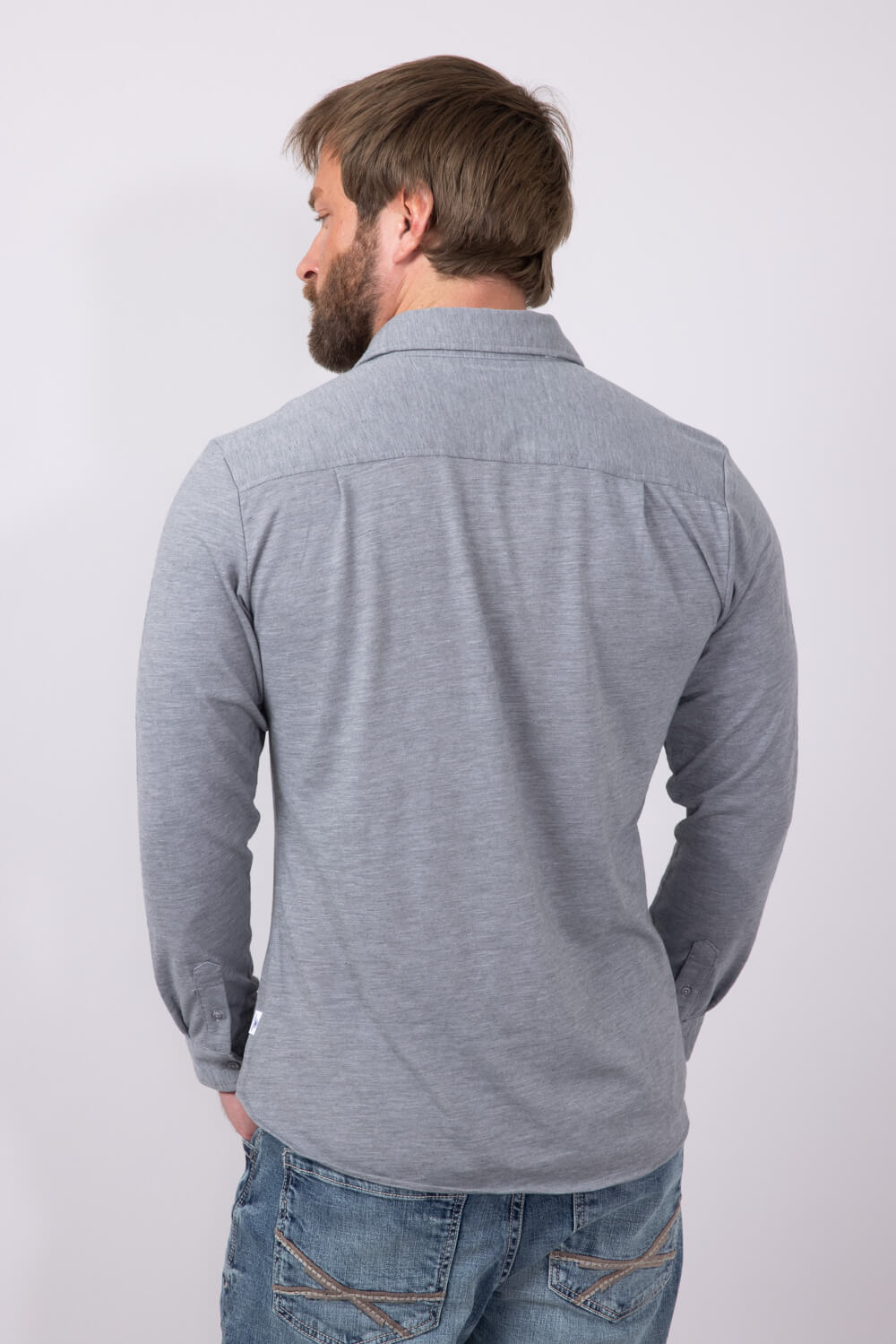 Vintage Summer Soft Button Up Shirt for Men in Heather Grey