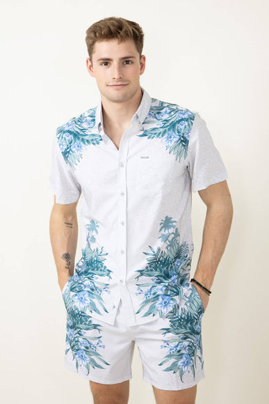 Vintage Summer Stretch Button Down Shirt for Men in Khaki