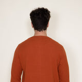 Long Sleeve Waffle Henley Shirt for Men in Orange