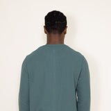 Long Sleeve Waffle Henley Shirt for Men in Pine 