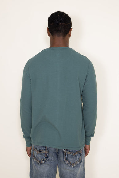 Long Sleeve Waffle Henley Shirt for Men in Pine 