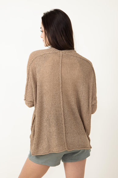 Waffle Knit Cardigan for Women in Brown