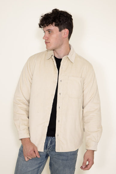 WearFirst Stretch Wale Corduroy Shacket for Men in Off White