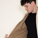 WearFirst Stretch Wale Corduroy Shacket for Men in Off White