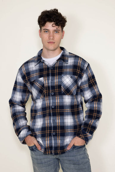 WearFirst Microfleece Shirt Jacket for Men in Navy Blue