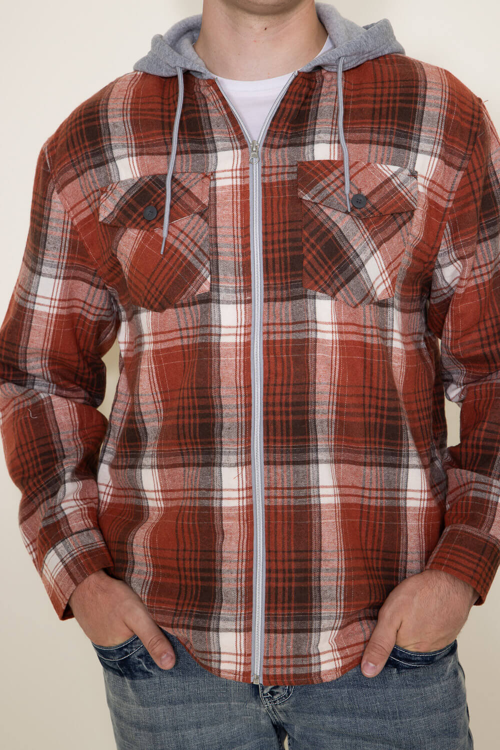 Mens smith's sherpa lined checkered hooded shirt 2025 jacket
