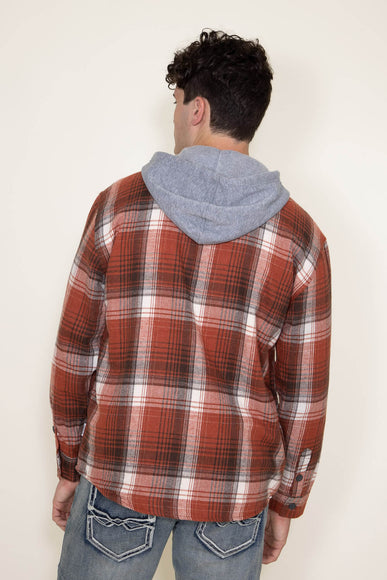 WearFirst Zip Front Flannel Hooded Shirt Jacket for Men in Orange