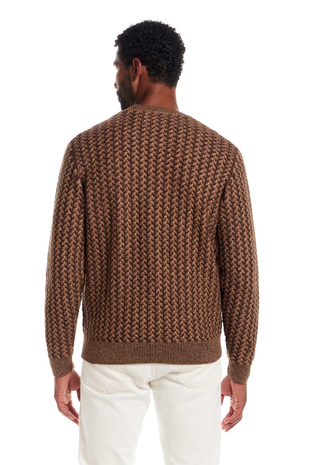 Weatherproof Vintage Braided Crewneck Sweater for Men in Vicuna
