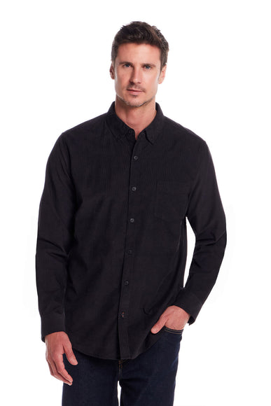 Weatherproof Vintage Brocade Corduroy Shirt for Men in Black