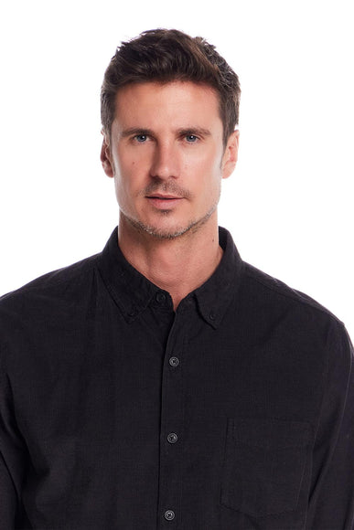 Weatherproof Vintage Brocade Corduroy Shirt for Men in Black