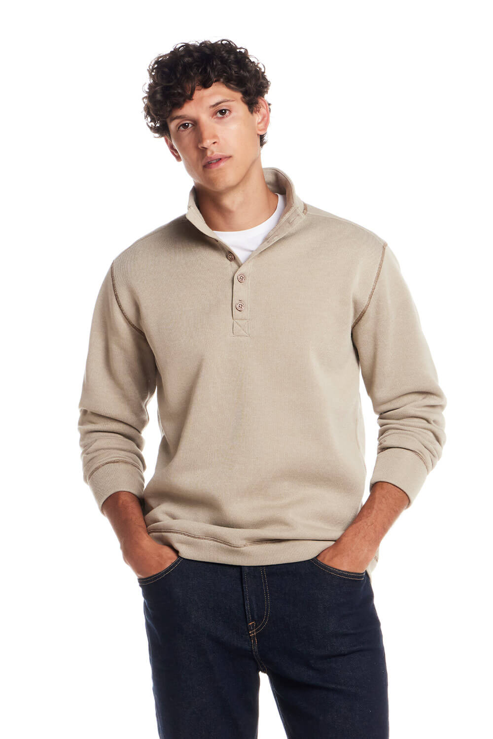 Weatherproof Vintage ¼ Button Sweater for Men in Beige