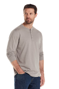Weatherproof Vintage Long Sleeve Jersey Henley Shirt for Men in Heather Grey