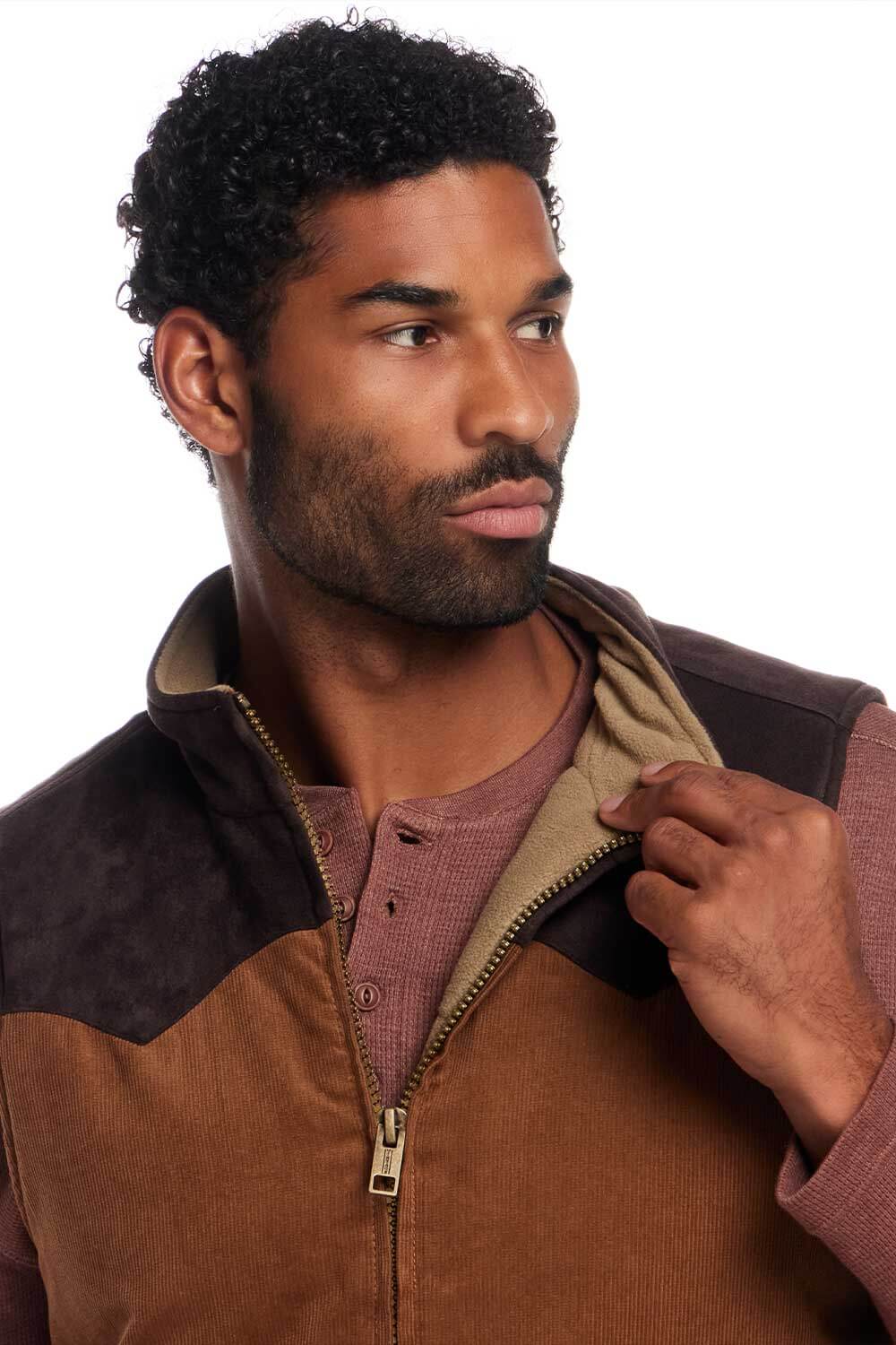 Weatherproof Vintage Corduroy and Faux Suede Vest for Men in Brown