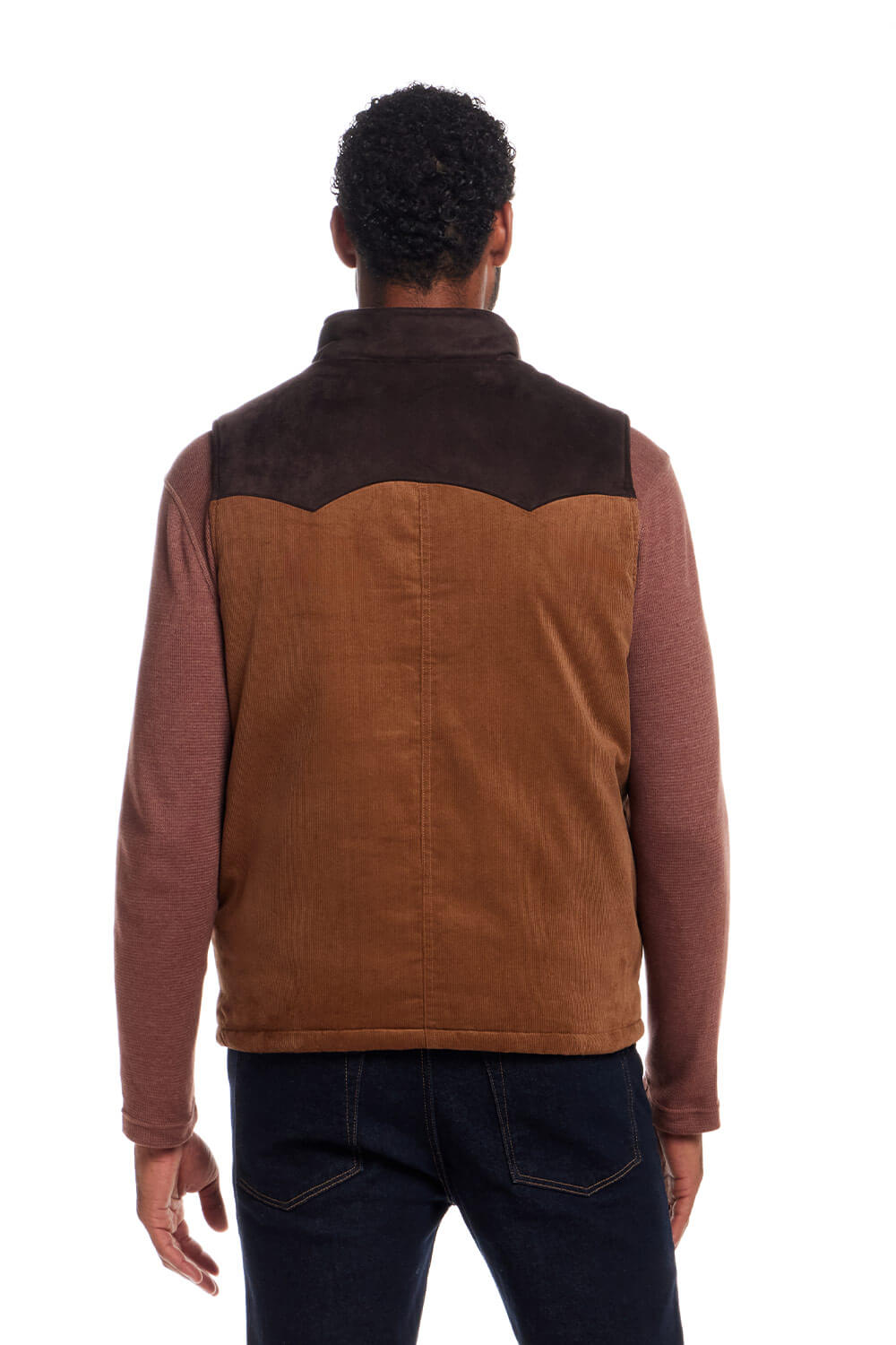 Weatherproof Vintage Corduroy and Faux Suede Vest for Men in Brown