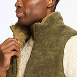 Weatherproof Vintage Corded Puffer Vest for Men in Olive